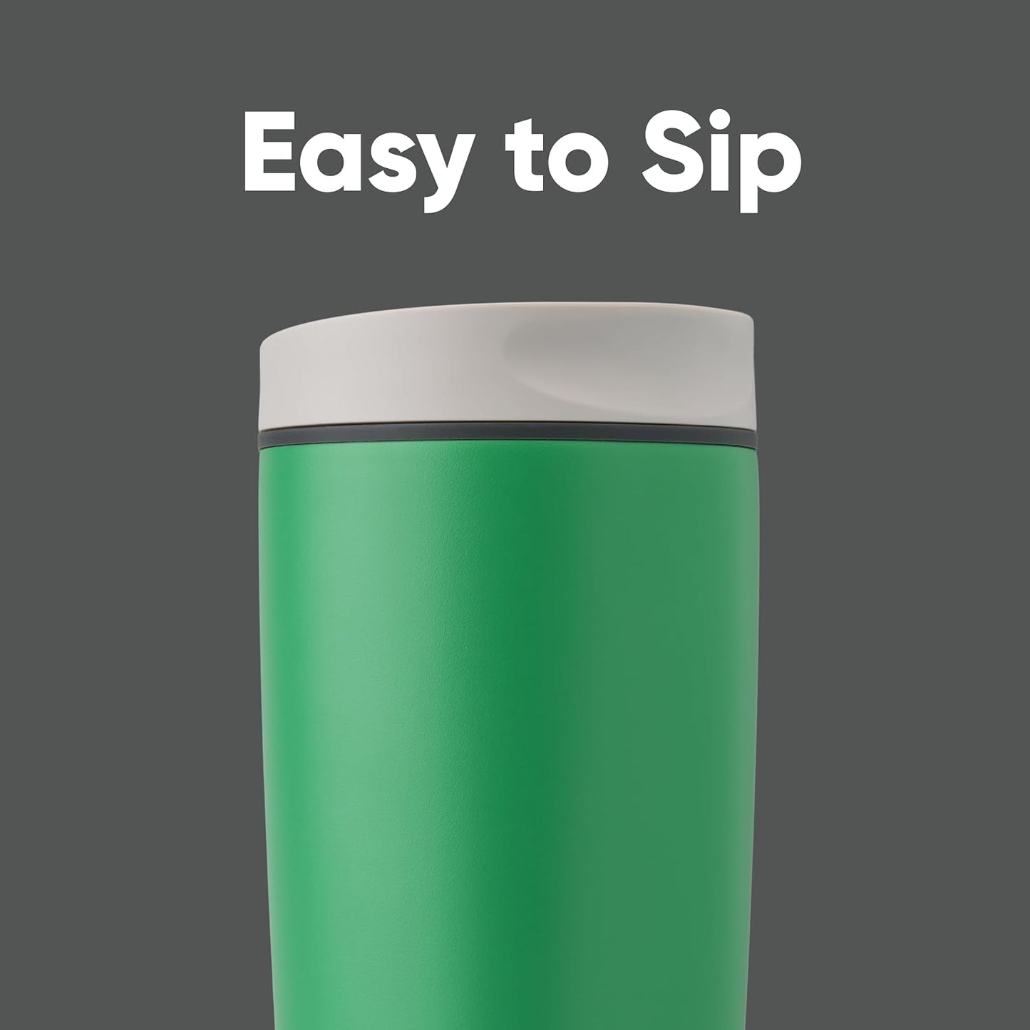SmoothSip Slider Insulated Stainless Steel Coffee Tumbler, Reusable Iced Coffee Cup, Hot Coffee Travel Mug, BPA Free 20 oz, Grey/Blue (High Dive)