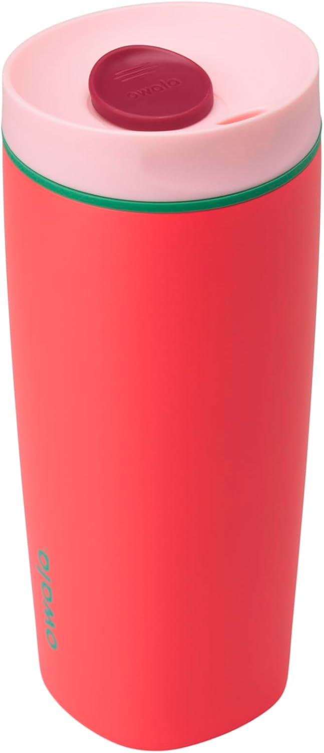 SmoothSip Slider Insulated Stainless Steel Coffee Tumbler, Reusable Iced Coffee Cup, Hot Coffee Travel Mug, BPA Free 20 oz, Grey/Blue (High Dive)