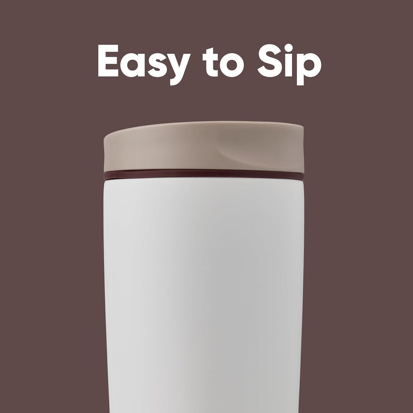 SmoothSip Slider Insulated Stainless Steel Coffee Tumbler, Reusable Iced Coffee Cup, Hot Coffee Travel Mug, BPA Free 20 oz, Grey/Blue (High Dive)