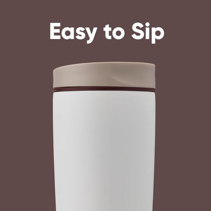 SmoothSip Slider Insulated Stainless Steel Coffee Tumbler, Reusable Iced Coffee Cup, Hot Coffee Travel Mug, BPA Free 20 oz, Grey/Blue (High Dive)