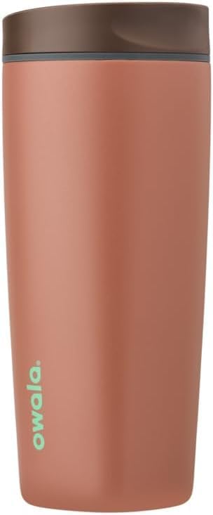 SmoothSip Slider Insulated Stainless Steel Coffee Tumbler, Reusable Iced Coffee Cup, Hot Coffee Travel Mug, BPA Free 20 oz, Grey/Blue (High Dive)