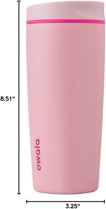 SmoothSip Slider Insulated Stainless Steel Coffee Tumbler, Reusable Iced Coffee Cup, Hot Coffee Travel Mug, BPA Free 20 oz, Grey/Blue (High Dive)