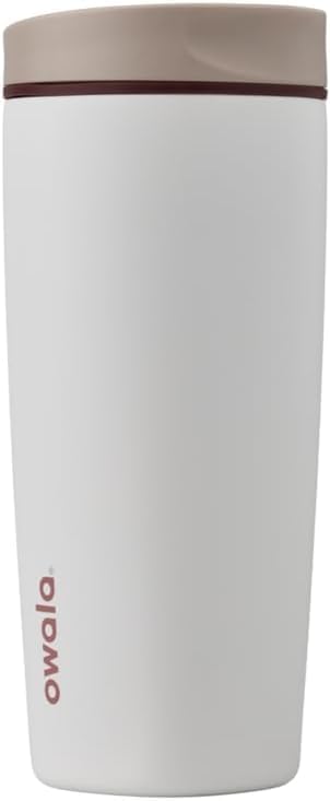 SmoothSip Slider Insulated Stainless Steel Coffee Tumbler, Reusable Iced Coffee Cup, Hot Coffee Travel Mug, BPA Free 20 oz, Grey/Blue (High Dive)