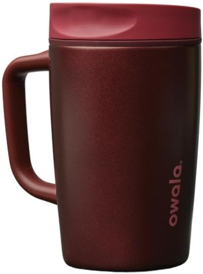 SmoothSip Slider Insulated Stainless Steel Coffee Tumbler, Reusable Iced Coffee Cup, Hot Coffee Travel Mug, BPA Free 20 oz, Grey/Blue (High Dive)