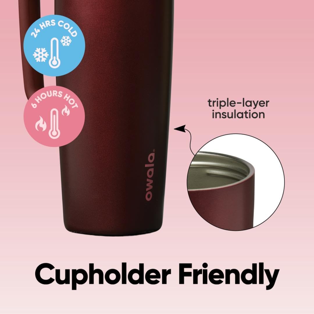 SmoothSip Slider Insulated Stainless Steel Coffee Tumbler, Reusable Iced Coffee Cup, Hot Coffee Travel Mug, BPA Free 20 oz, Grey/Blue (High Dive)