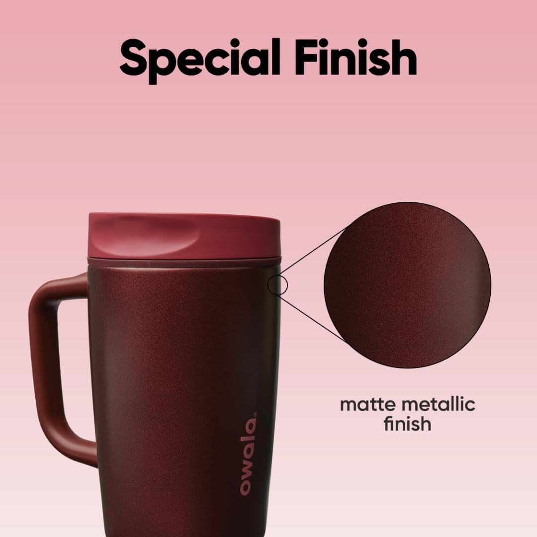 SmoothSip Slider Insulated Stainless Steel Coffee Tumbler, Reusable Iced Coffee Cup, Hot Coffee Travel Mug, BPA Free 20 oz, Grey/Blue (High Dive)