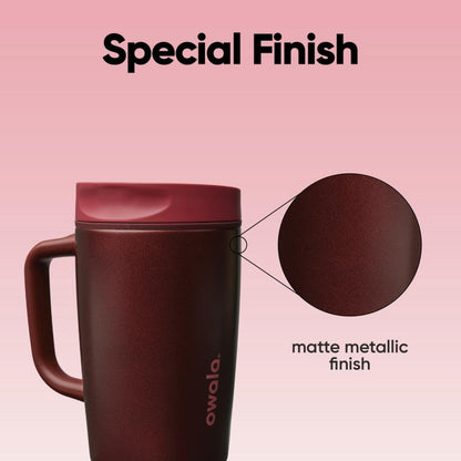 SmoothSip Slider Insulated Stainless Steel Coffee Tumbler, Reusable Iced Coffee Cup, Hot Coffee Travel Mug, BPA Free 20 oz, Grey/Blue (High Dive)