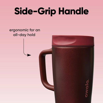 SmoothSip Slider Insulated Stainless Steel Coffee Tumbler, Reusable Iced Coffee Cup, Hot Coffee Travel Mug, BPA Free 20 oz, Grey/Blue (High Dive)