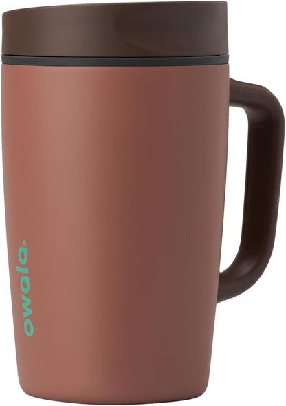 SmoothSip Slider Insulated Stainless Steel Coffee Tumbler, Reusable Iced Coffee Cup, Hot Coffee Travel Mug, BPA Free 20 oz, Grey/Blue (High Dive)