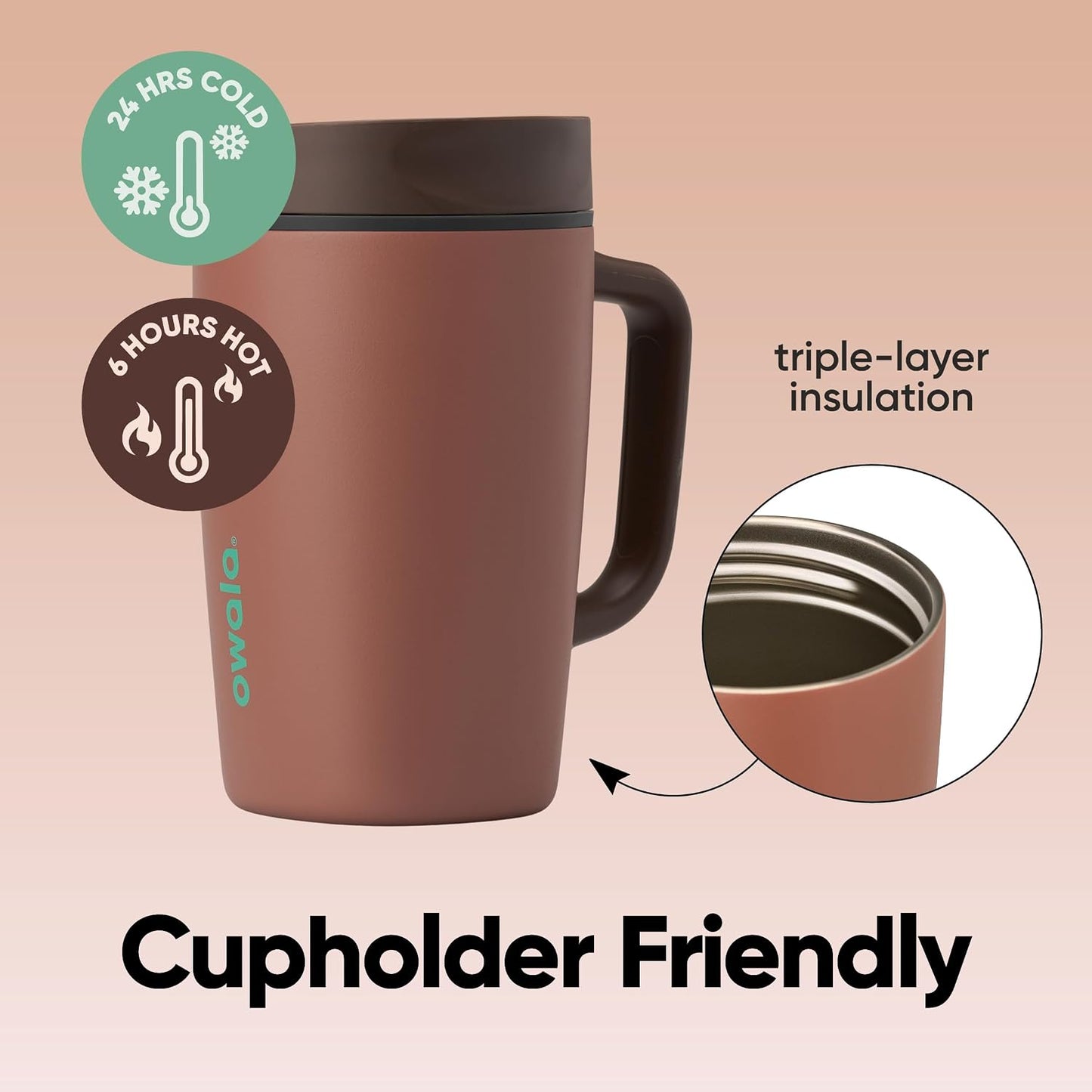 SmoothSip Slider Insulated Stainless Steel Coffee Tumbler, Reusable Iced Coffee Cup, Hot Coffee Travel Mug, BPA Free 20 oz, Grey/Blue (High Dive)