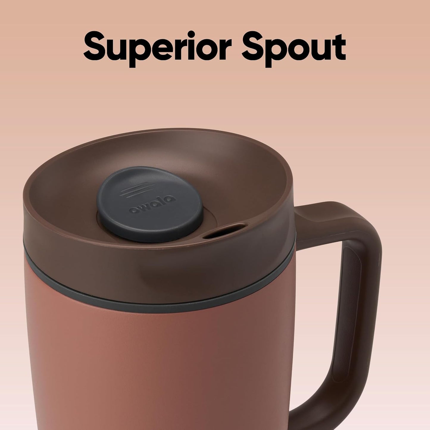 SmoothSip Slider Insulated Stainless Steel Coffee Tumbler, Reusable Iced Coffee Cup, Hot Coffee Travel Mug, BPA Free 20 oz, Grey/Blue (High Dive)