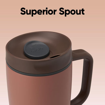 SmoothSip Slider Insulated Stainless Steel Coffee Tumbler, Reusable Iced Coffee Cup, Hot Coffee Travel Mug, BPA Free 20 oz, Grey/Blue (High Dive)