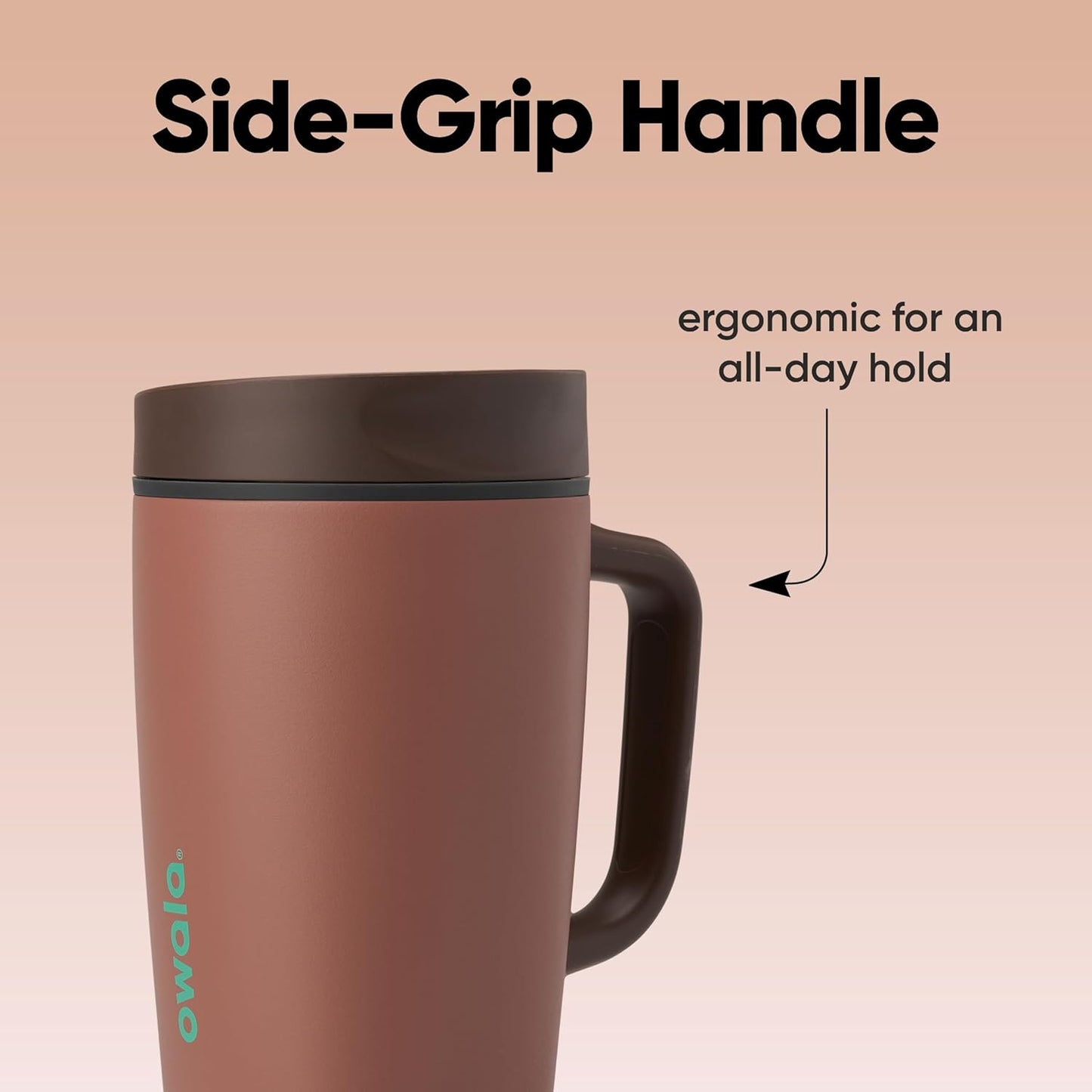SmoothSip Slider Insulated Stainless Steel Coffee Tumbler, Reusable Iced Coffee Cup, Hot Coffee Travel Mug, BPA Free 20 oz, Grey/Blue (High Dive)