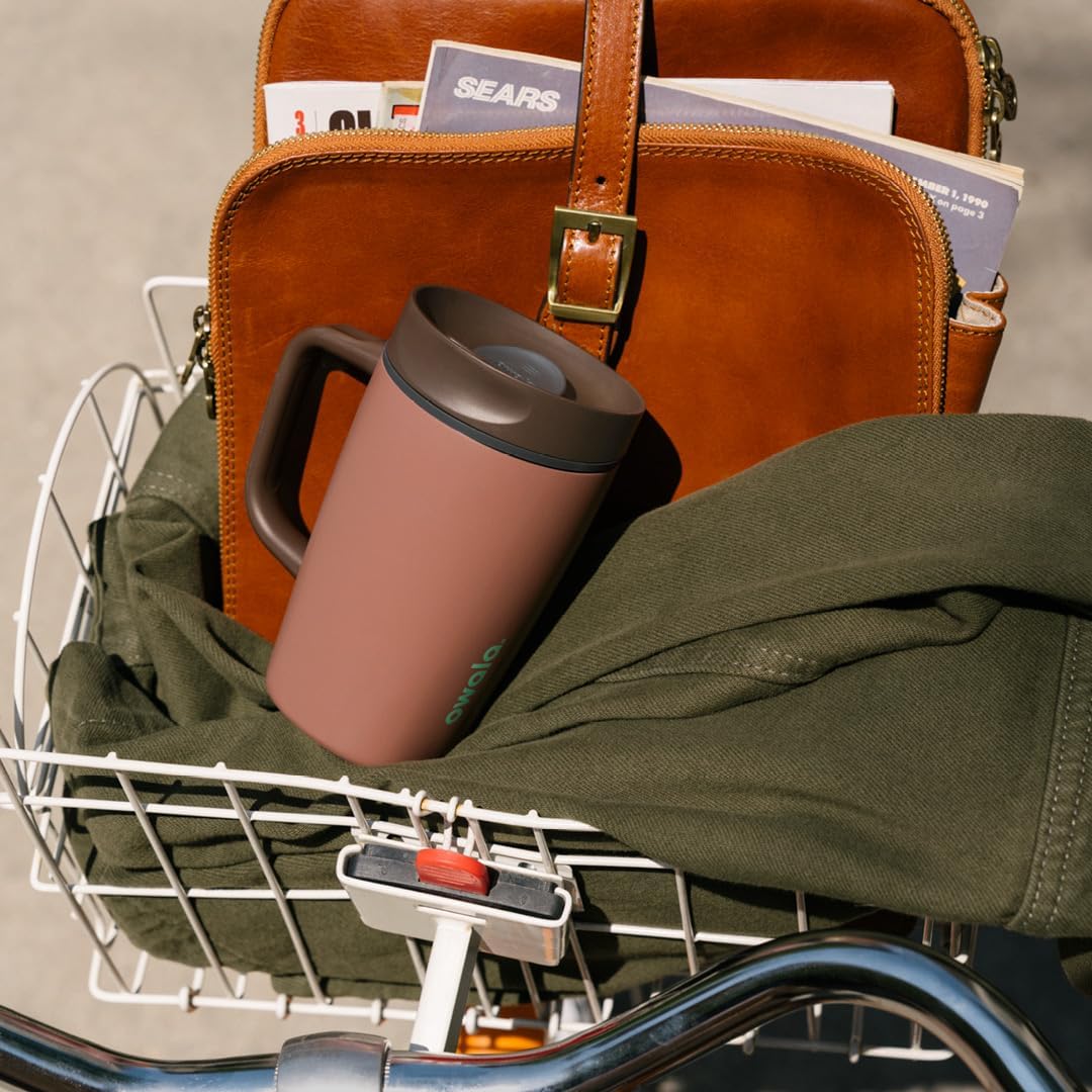 SmoothSip Slider Insulated Stainless Steel Coffee Tumbler, Reusable Iced Coffee Cup, Hot Coffee Travel Mug, BPA Free 20 oz, Grey/Blue (High Dive)