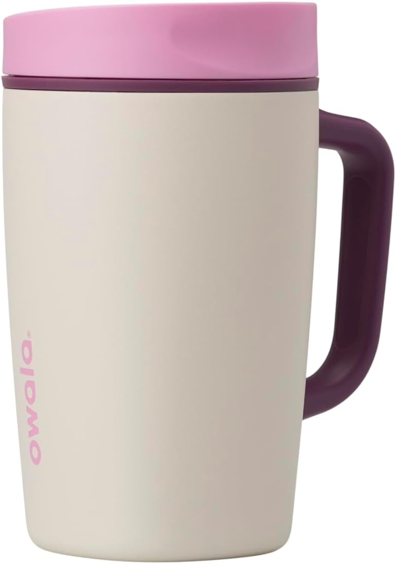 SmoothSip Slider Insulated Stainless Steel Coffee Tumbler, Reusable Iced Coffee Cup, Hot Coffee Travel Mug, BPA Free 20 oz, Grey/Blue (High Dive)