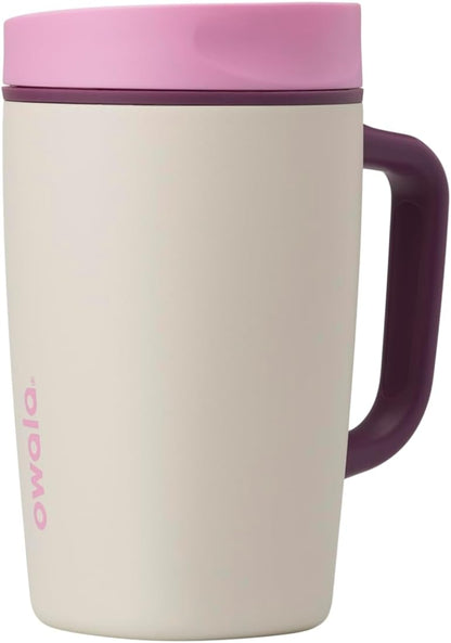 SmoothSip Slider Insulated Stainless Steel Coffee Tumbler, Reusable Iced Coffee Cup, Hot Coffee Travel Mug, BPA Free 20 oz, Grey/Blue (High Dive)