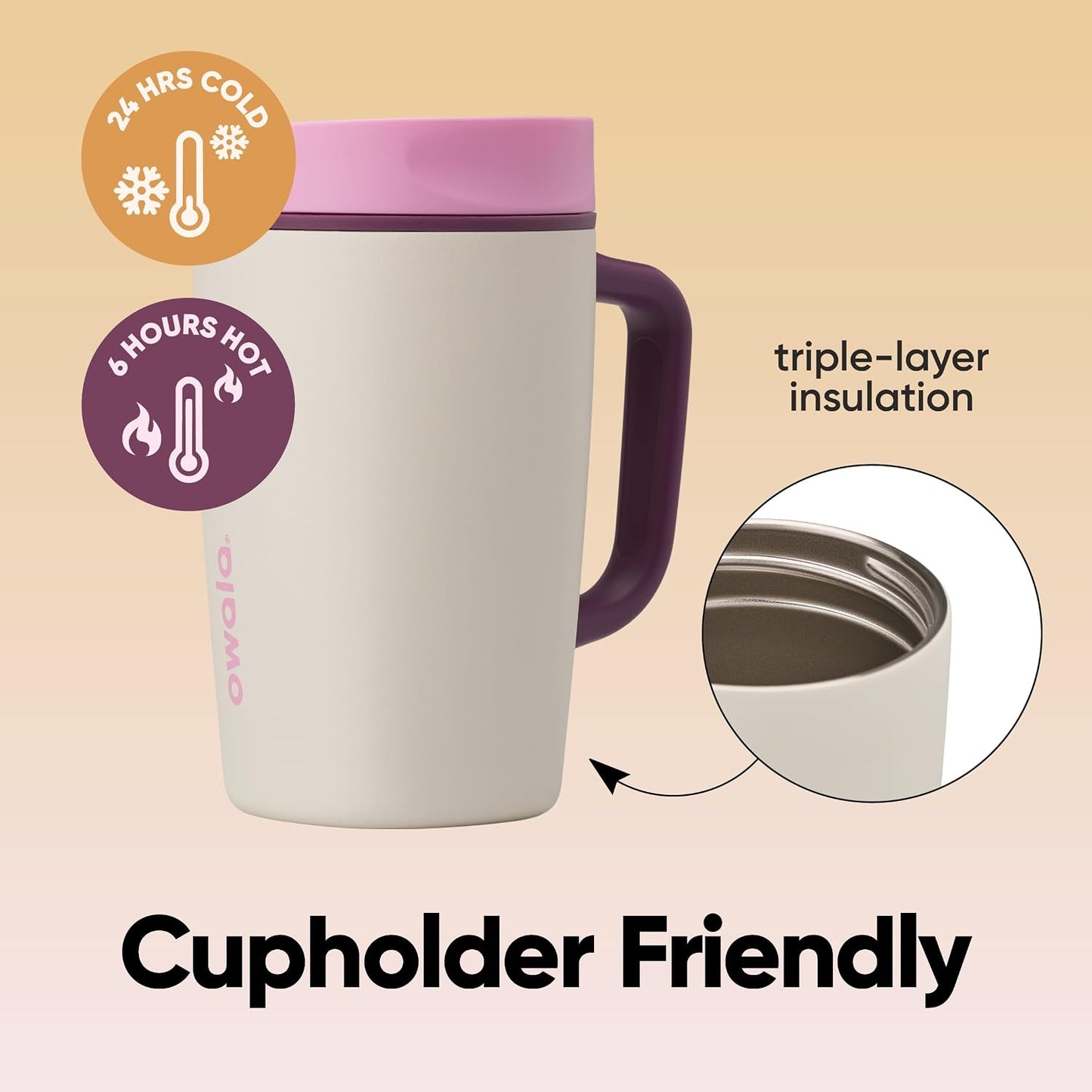 SmoothSip Slider Insulated Stainless Steel Coffee Tumbler, Reusable Iced Coffee Cup, Hot Coffee Travel Mug, BPA Free 20 oz, Grey/Blue (High Dive)