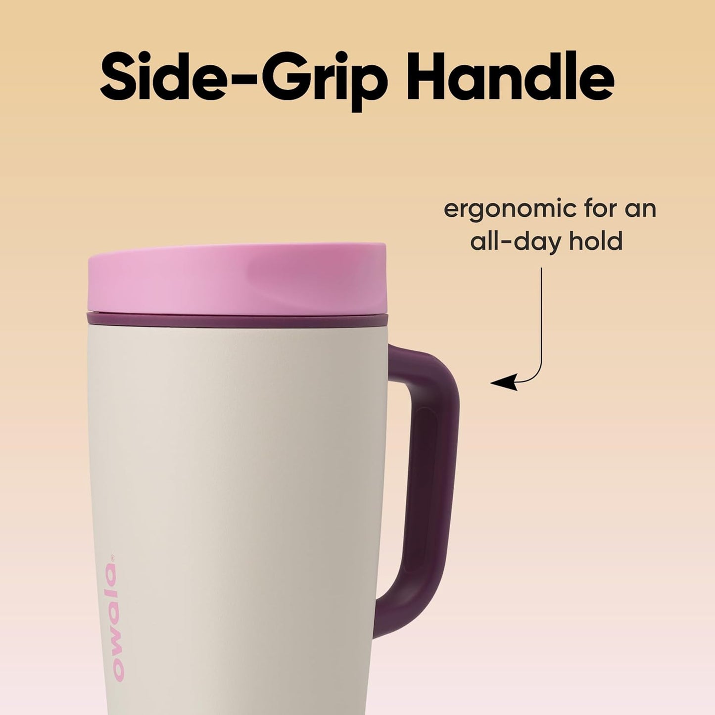 SmoothSip Slider Insulated Stainless Steel Coffee Tumbler, Reusable Iced Coffee Cup, Hot Coffee Travel Mug, BPA Free 20 oz, Grey/Blue (High Dive)