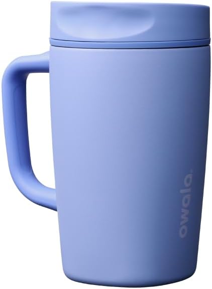 SmoothSip Slider Insulated Stainless Steel Coffee Tumbler, Reusable Iced Coffee Cup, Hot Coffee Travel Mug, BPA Free 20 oz, Grey/Blue (High Dive)