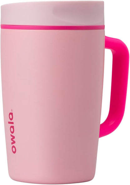 SmoothSip Slider Insulated Stainless Steel Coffee Tumbler, Reusable Iced Coffee Cup, Hot Coffee Travel Mug, BPA Free 20 oz, Grey/Blue (High Dive)