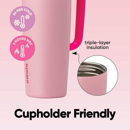 SmoothSip Slider Insulated Stainless Steel Coffee Tumbler, Reusable Iced Coffee Cup, Hot Coffee Travel Mug, BPA Free 20 oz, Grey/Blue (High Dive)