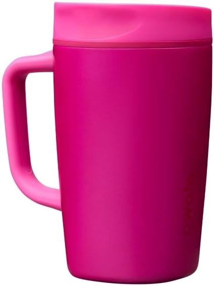 SmoothSip Slider Insulated Stainless Steel Coffee Tumbler, Reusable Iced Coffee Cup, Hot Coffee Travel Mug, BPA Free 20 oz, Grey/Blue (High Dive)