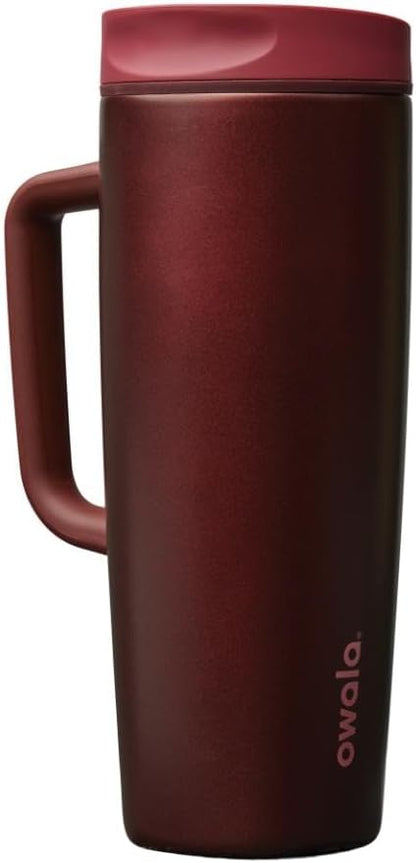 SmoothSip Slider Insulated Stainless Steel Coffee Tumbler, Reusable Iced Coffee Cup, Hot Coffee Travel Mug, BPA Free 20 oz, Grey/Blue (High Dive)