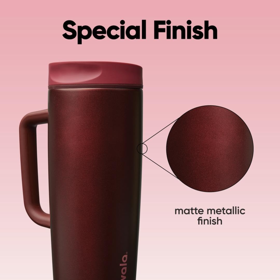SmoothSip Slider Insulated Stainless Steel Coffee Tumbler, Reusable Iced Coffee Cup, Hot Coffee Travel Mug, BPA Free 20 oz, Grey/Blue (High Dive)