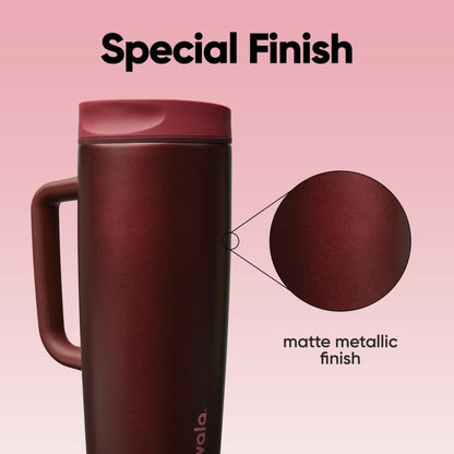 SmoothSip Slider Insulated Stainless Steel Coffee Tumbler, Reusable Iced Coffee Cup, Hot Coffee Travel Mug, BPA Free 20 oz, Grey/Blue (High Dive)