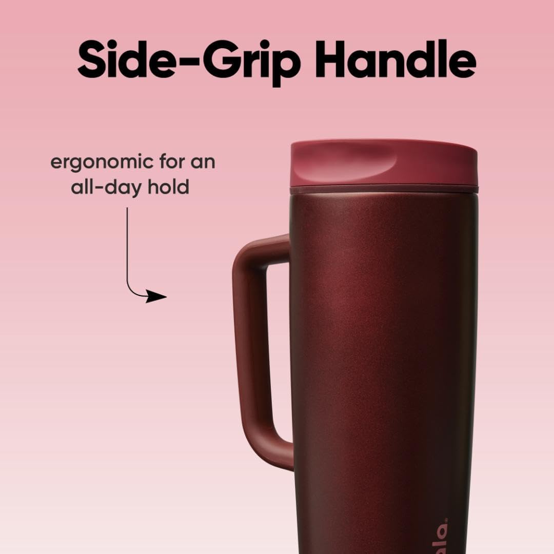 SmoothSip Slider Insulated Stainless Steel Coffee Tumbler, Reusable Iced Coffee Cup, Hot Coffee Travel Mug, BPA Free 20 oz, Grey/Blue (High Dive)