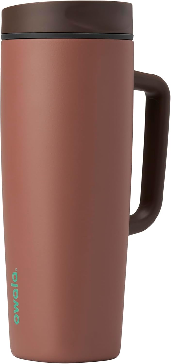 SmoothSip Slider Insulated Stainless Steel Coffee Tumbler, Reusable Iced Coffee Cup, Hot Coffee Travel Mug, BPA Free 20 oz, Grey/Blue (High Dive)
