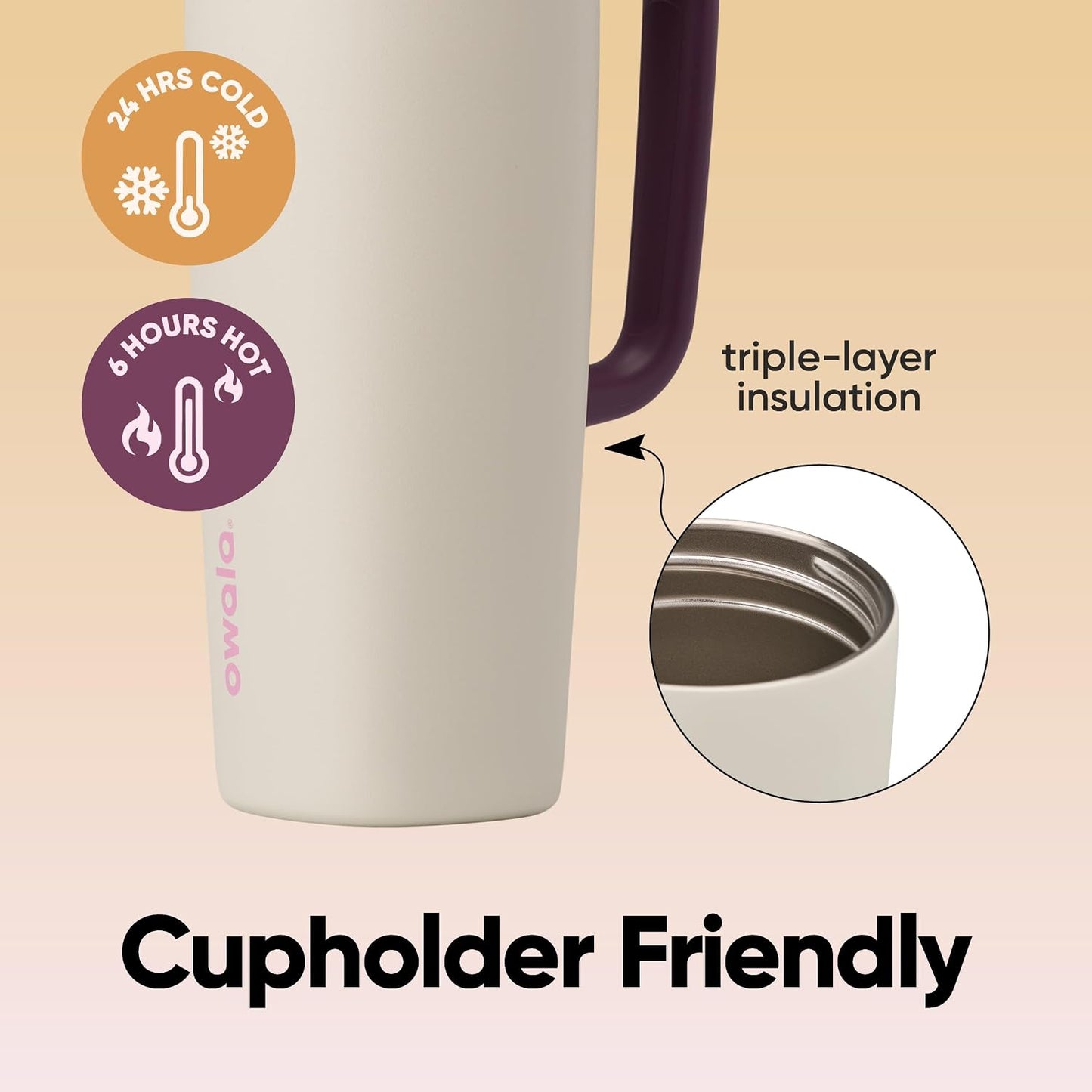 SmoothSip Slider Insulated Stainless Steel Coffee Tumbler, Reusable Iced Coffee Cup, Hot Coffee Travel Mug, BPA Free 20 oz, Grey/Blue (High Dive)