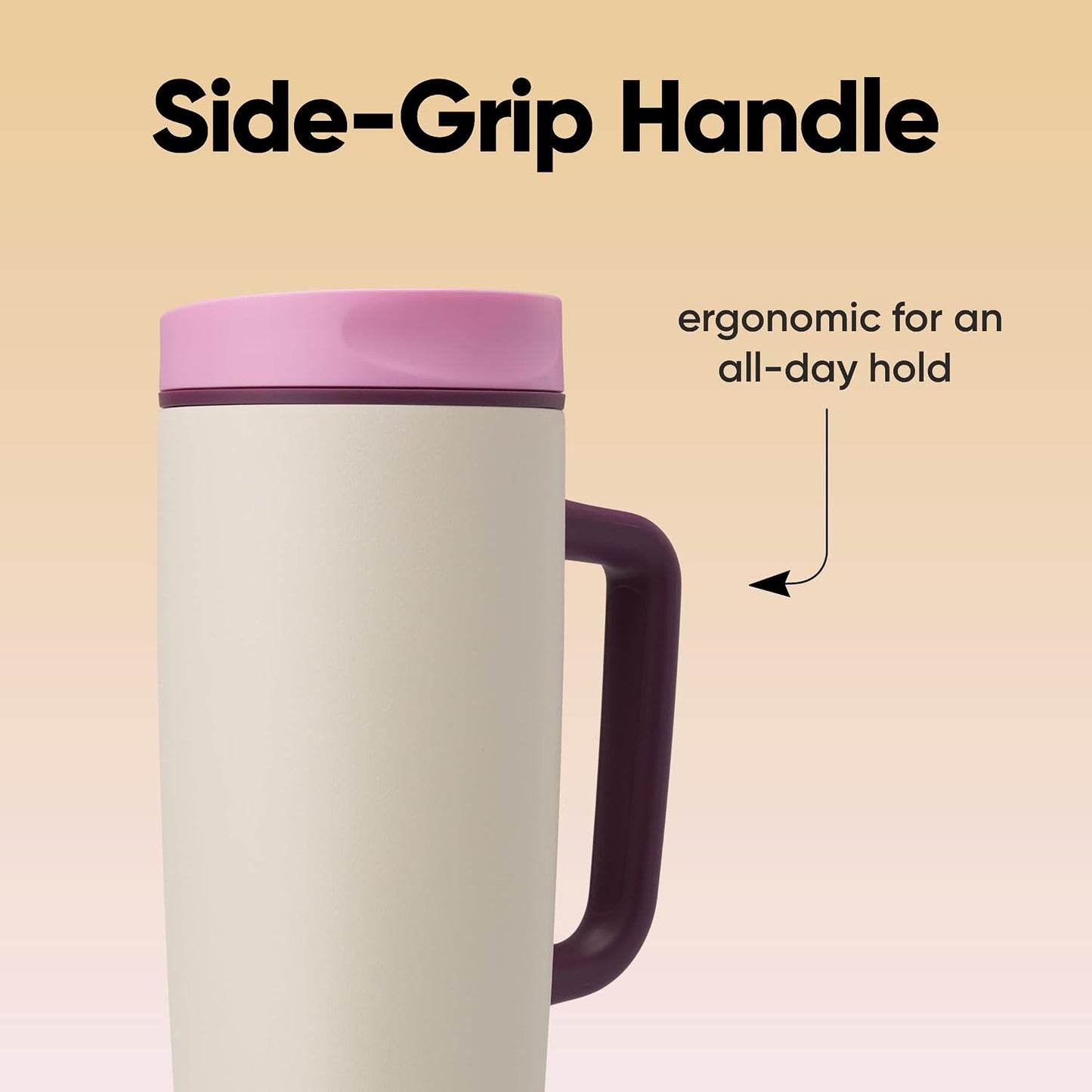 SmoothSip Slider Insulated Stainless Steel Coffee Tumbler, Reusable Iced Coffee Cup, Hot Coffee Travel Mug, BPA Free 20 oz, Grey/Blue (High Dive)
