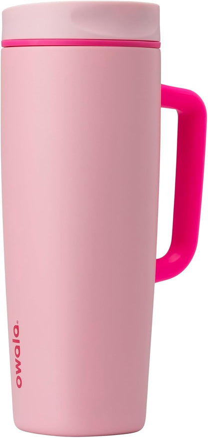SmoothSip Slider Insulated Stainless Steel Coffee Tumbler, Reusable Iced Coffee Cup, Hot Coffee Travel Mug, BPA Free 20 oz, Grey/Blue (High Dive)