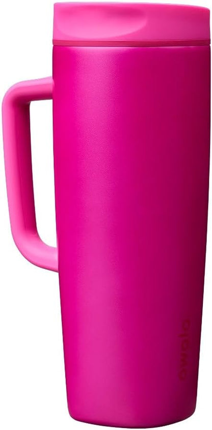 SmoothSip Slider Insulated Stainless Steel Coffee Tumbler, Reusable Iced Coffee Cup, Hot Coffee Travel Mug, BPA Free 20 oz, Grey/Blue (High Dive)