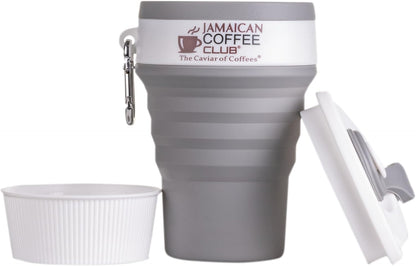 350 ml Collapsible Silicone Coffee Cup with Lid-Straw & Carabiner Clip-Foldable Reusable Travel Mug for Camping-Hiking, Backpacking-Office-Commuting & Everyday Use