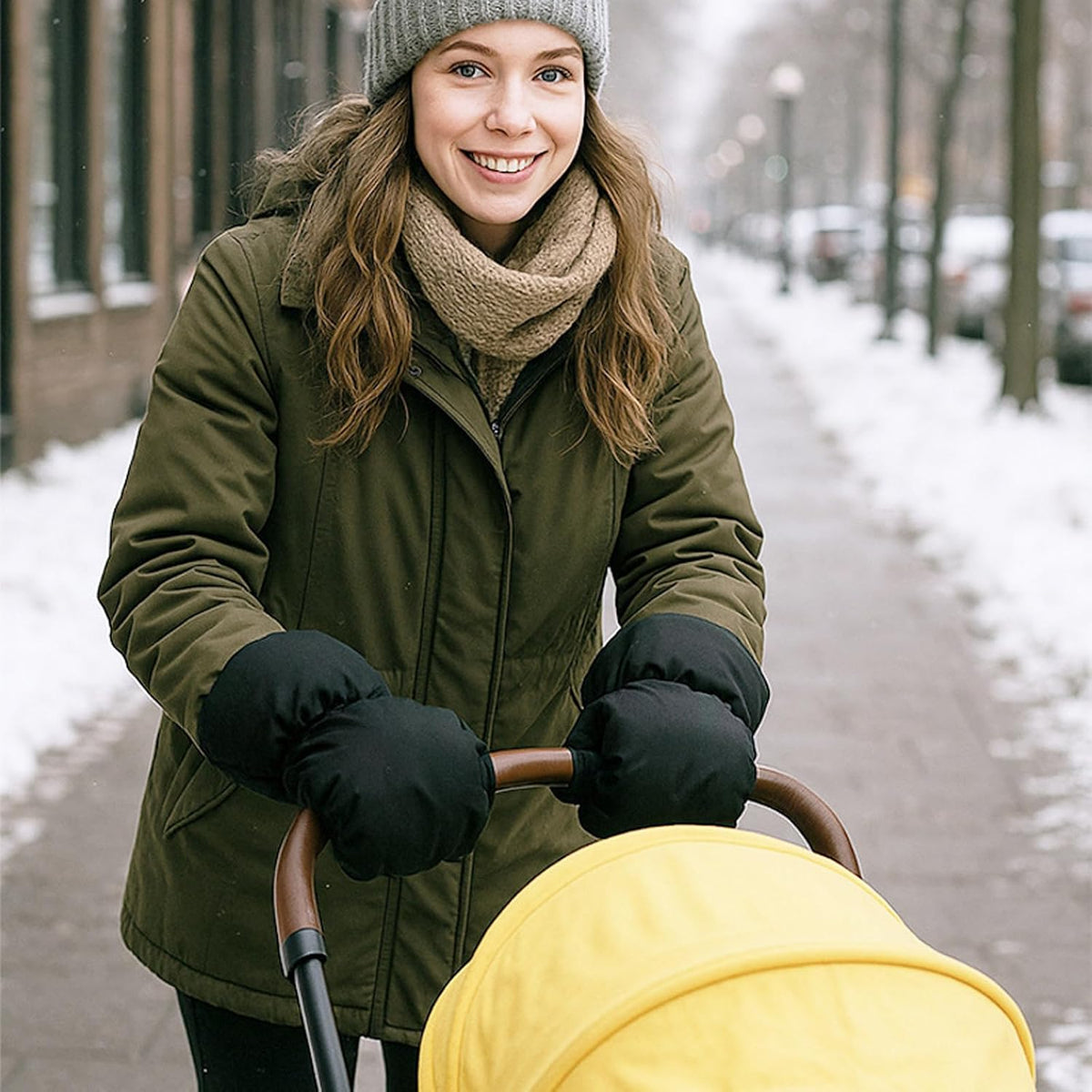 Insulated Infant Carriage Mittens Weather Fabric Adjustable Elastic Cuffs Secure Hook Loop Closure For Mom Elastic Cuffs Strollers Gloves