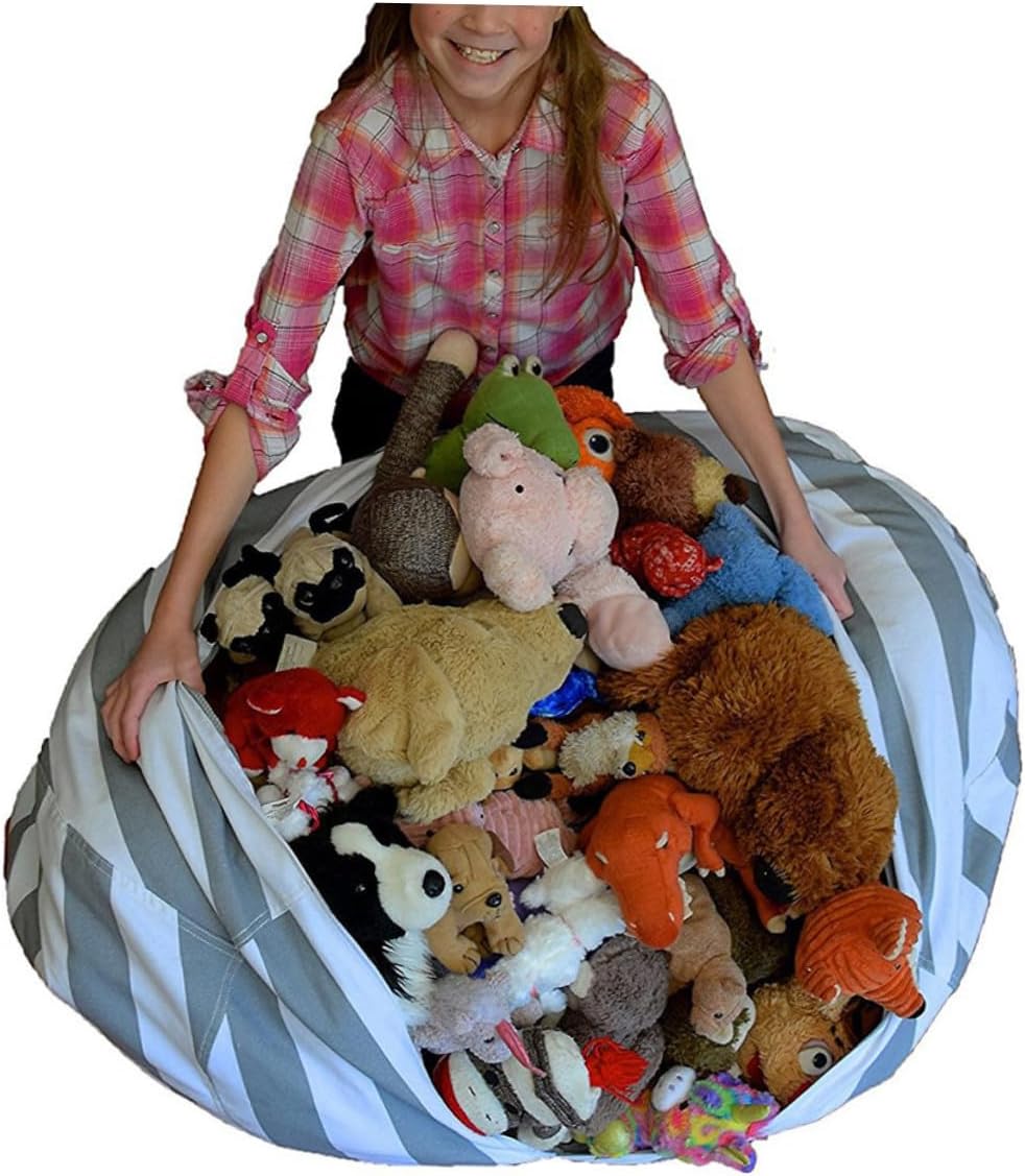 Children Toys Storage Bag with Zipper Extra Large Toy Storage Organizer Lightweight and Portable for Kids' Play Mat and Picnic