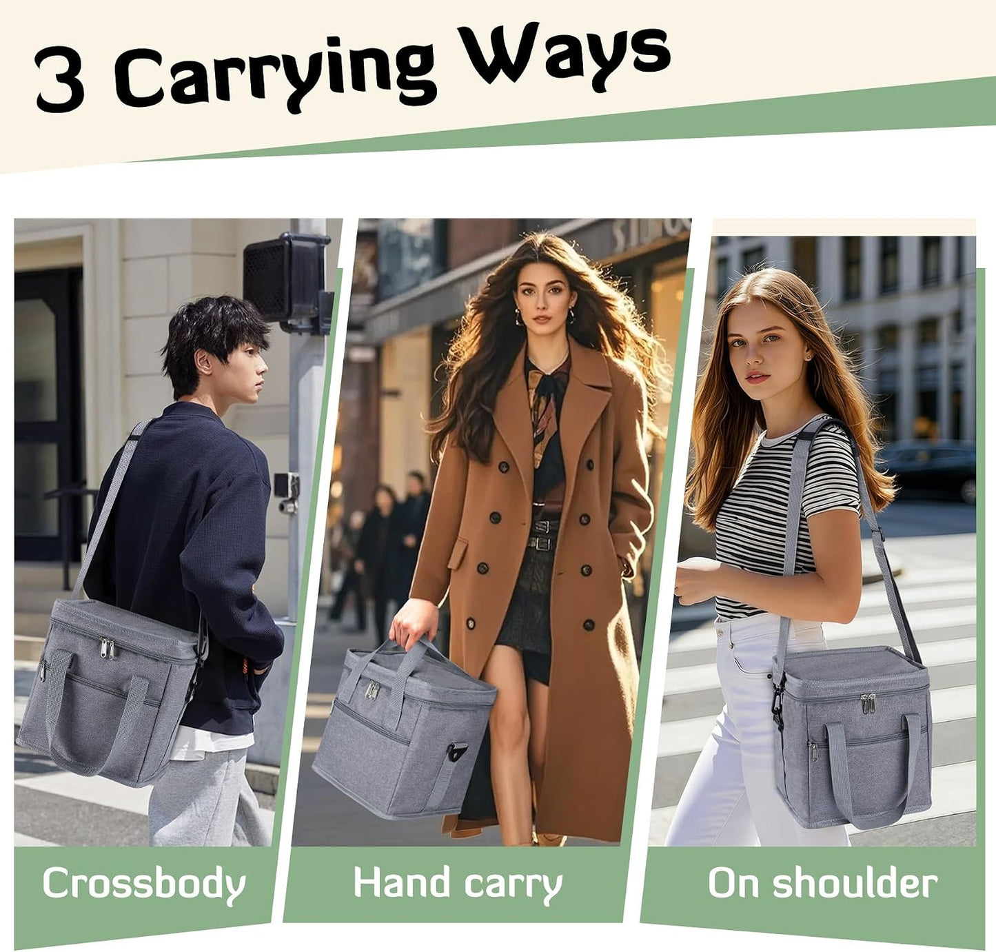 4 Cup Drink Carrier with Handle 8.94" L x 8.27" W x 9.49" H, Black | Insulated Anti-Tip Bottle Caddy, Cup Holder with Adjustable Sividers & Shoulder Strap, for Delivery, Car and Travel