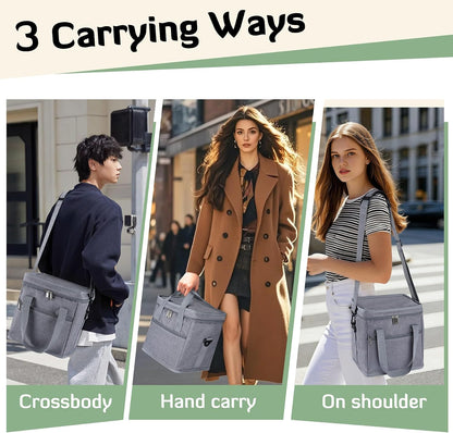 4 Cup Drink Carrier with Handle 8.94" L x 8.27" W x 9.49" H, Black | Insulated Anti-Tip Bottle Caddy, Cup Holder with Adjustable Sividers & Shoulder Strap, for Delivery, Car and Travel
