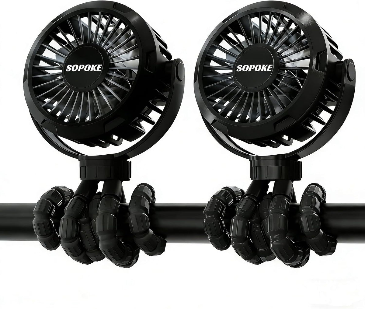 3 Speed Mini Rechargeable Baby Stroller Fan, Black