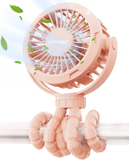 3 Speed Mini Rechargeable Baby Stroller Fan, Black