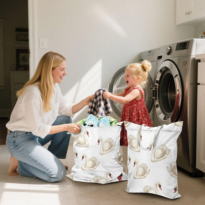 Swans Feathers Waterproof Travel Laundry Bag Washable 2 Pcs