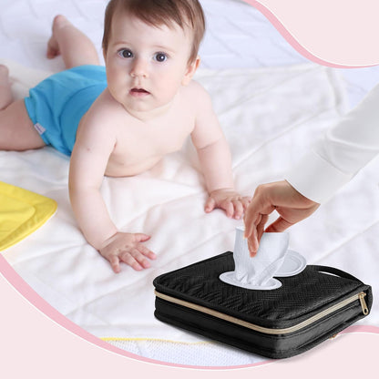 Diaper Clutch Bag with 2 Pieces Refillable Wipes Dispenser, Pink