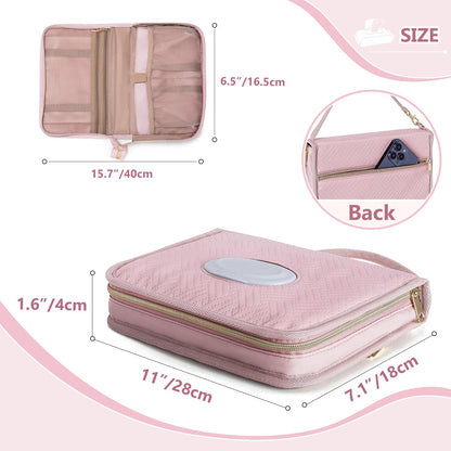 Diaper Clutch Bag with 2 Pieces Refillable Wipes Dispenser, Pink