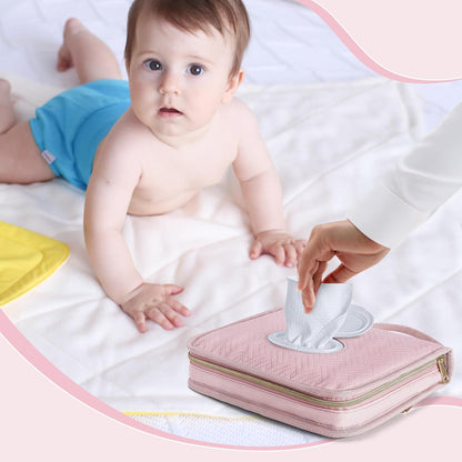 Diaper Clutch Bag with 2 Pieces Refillable Wipes Dispenser, Pink