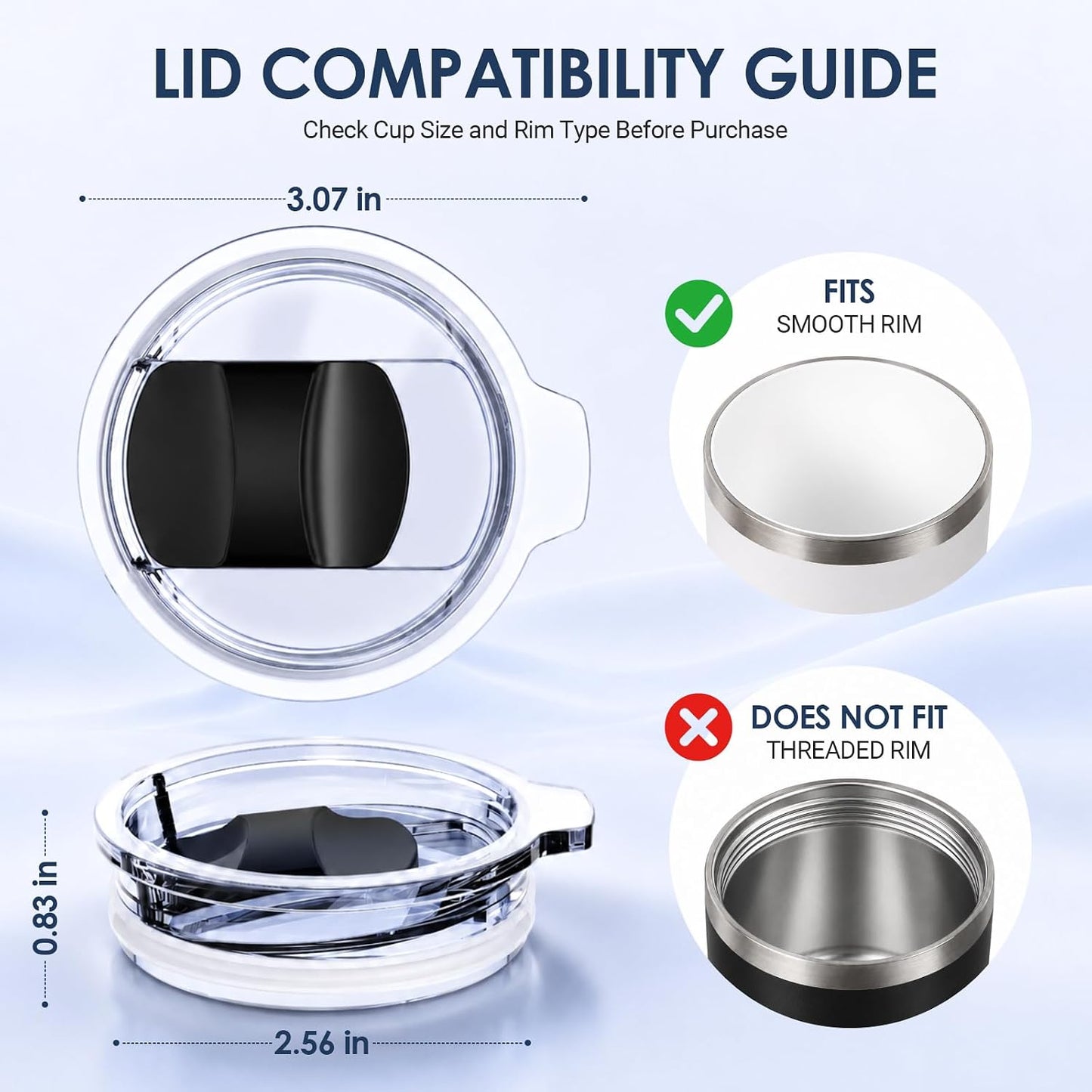 Magnetic Sliding Lid Replacement for 8 oz Tumblers, Spill Resistant | BPA-Free Material with Removable Slider, Fits , Cafezi & YETI 8oz Cups, One-Hand Sip Design for Coffee Tumblers, 2 Pack