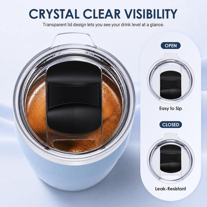 Magnetic Sliding Lid Replacement for 8 oz Tumblers, Spill Resistant | BPA-Free Material with Removable Slider, Fits , Cafezi & YETI 8oz Cups, One-Hand Sip Design for Coffee Tumblers, 2 Pack