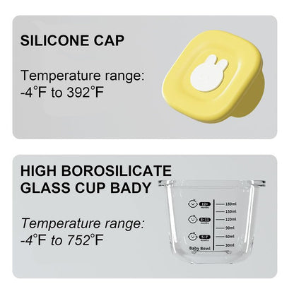 Food Storage Containers with Lids: 4Pcs 230ml Reusable Baby Food Glass Jars with Silicone Lid & Scale, Resistant Microwavable Storage Containers for Baby Food, Puree, Salad Dressing