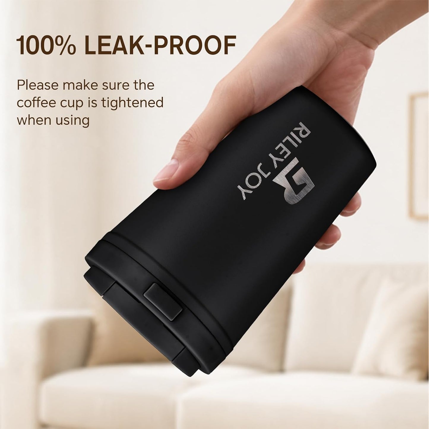 13oz Insulated Travel Coffee Mug, Hot & Iced Coffee Cups with Lids, White | 100% Leak Proof, Stainless Steel Vacuum Insulated, Cup holder Friendly, One-Touch Open, To Go, Reusable, Coffee Tumbler